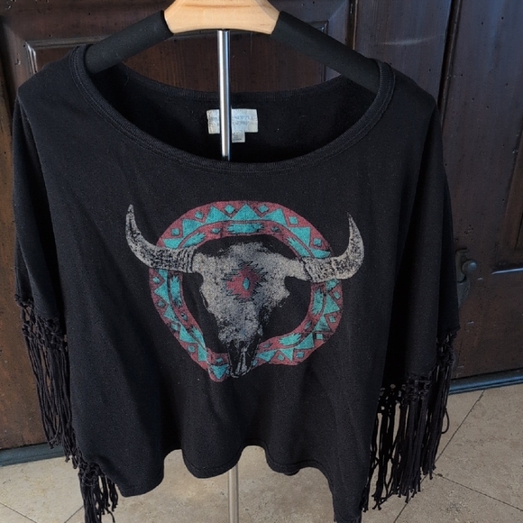 Denim & Supply Ralph Lauren Tops - Denim & Supply Ralph Lauren Black Fringe Tee